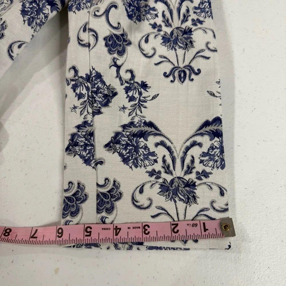 Chico’s Floral Jacket Open Front Paisley Blue White Women’s Sz Small (Chico’s 0)